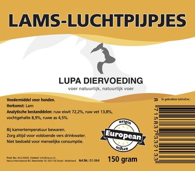 Lamsluchtpijpjes 150 gram