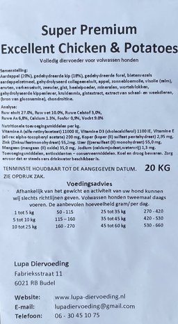 Super Premium Excellent, Kip & Aardappel - 20 kg
