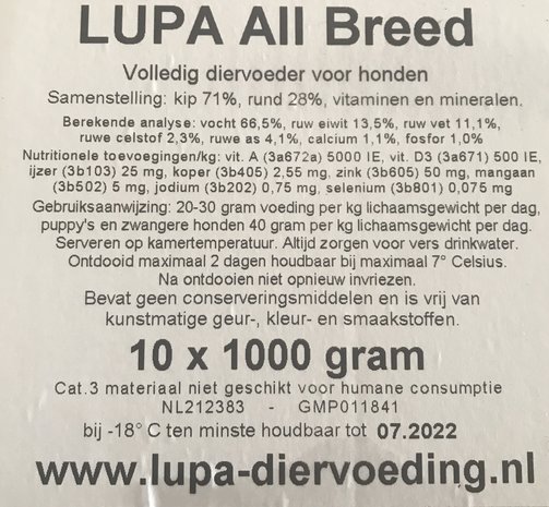 Lupa All Breed Compleet 10 x 10 kilo                      
