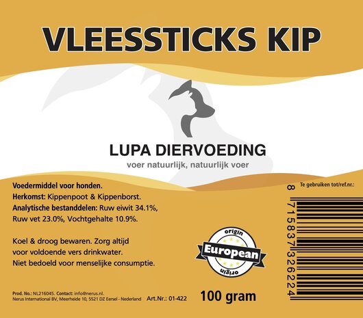 Vleessticks Kip, 100 gram